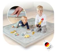 BabybeFun Tapis d'éveil bébé [Extra Doux] 3cm d'épaisseur Tapis Enfant pour Jouer et Marcher en sécurité | Tapis Chambre Enfant de Velours Tapis de Sol Mousse Bebe (Gris, 150x150x3cm)