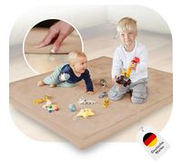 BabybeFun Tapis d'éveil bébé [Extra Doux] 3cm d'épaisseur Tapis Enfant pour Jouer et Marcher en sécurité | Tapis Chambre Enfant de Velours Tapis de Sol Mousse Bebe (Beige, 150x150x3cm)