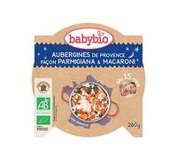 Babybio Repas Soir Assiette Aubergines Parmigiana Macaroni +15m Bio 260g