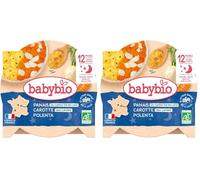 Babybio Assiette Douceur de Panais, Carotte des landes, polenta 12+ Mois 230 g (Lot de 2)