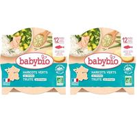 Babybio - Assiette Haricots Verts de Vendée Truite de Bretagne 230g - 12+ Mois (Lot de 2)