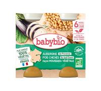 BabyBio Aubergine Pois Chiches Moussaka Végétale 6M+ Bio 2x200 g