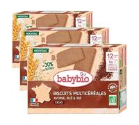 BABYBIO - Biscuits Multicéréales Cacao - Blé, Riz & Avoine - BIO (Lot de 3)
