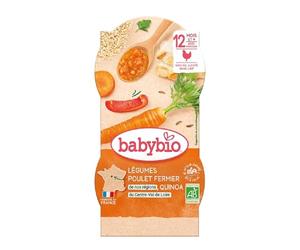 Babybio - Bols Mijoté de Légumes Poulet Fermier du Poitou Quinoa 2x200 g - 12+ Mois - BIO (l'emballage peut varier )