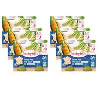 Babybio - Bonne Nuit - Petits Pots Petits Pois Maïs Doux d'Aquitaine Riz 2x200g - 6+ Mois - BIO - Lot de 6