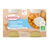 Babybio Desserts Lactés Pot Brassé au Lait de Brebis Mangue +6m Bio Lot de 2 x 130g