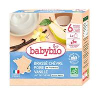 Babybio brassé chèvre poire vanille dès 6 mois 4 gourdes x 85g