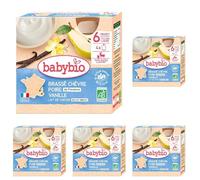 Babybio brassé chèvre poire vanille dès 6 mois 4 gourdes x 85g (Lot de 5)