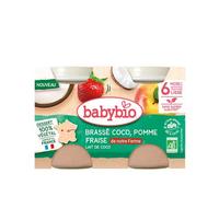 Babybio Brassé Végétal au Lait de Coco - Pomme Fraise de nos Fermes - 2x130g