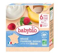 Babybio brassé framboise banane pack de 4 gourdes de 85g