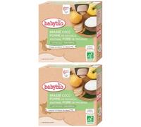 Babybio BRASSÉ LAIT DE COCO POMME NOUVELLE-AQUITAINE POIRE PROVENCE dès 6 mois Purée 2x340 g