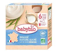 Babybio brassé nature sucré dès 6 mois 4 gourdes x 85g
