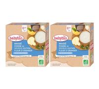 Babybio BRASSÉ POMME DE NOUVELLE-AQUITAINE FLEUR D'ORANGER dès 6 mois Purée 2x340 g