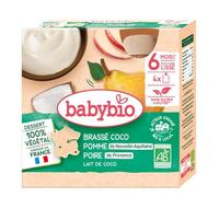 Babybio Desserts Végétaux Gourde Brassé Lait de Coco Pomme Poire +6m Bio 4 x 85g