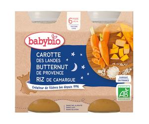 Babybio CAROTTE DES LANDES COURGE BUTTERNUT & RIZ DE CAMARGUE dès 6 mois Aliment 400 g