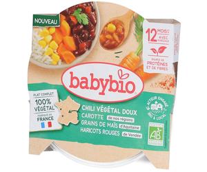 BABYBIO Chili Végétal Doux Carottes Grains de Maïs Haricots Rouges 230 g