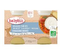 Babybio Desserts Lactés Pot Brassé au Lait de Chèvre Abricot Banane +6m Bio 2 x 130g