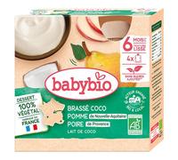 Babybio Desserts Végétaux Gourde Brassé Lait de Coco Pomme Poire +6m Bio 4 x 85g