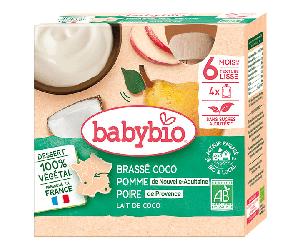 Babybio Desserts Végétaux Gourde Brassé Lait de Coco Pomme Poire +6m Bio 4 x 85g
