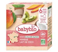 Babybio Fruits Gourde Kiwi Mangue Lait de Coco +6m Bio 4 x 90g