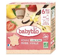 Babybio Fruits Gourde Pomme Fraise Vanille +6m Bio 4 x 90g