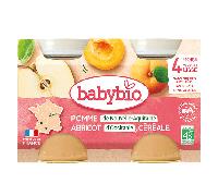 Babybio Petits Pots Pomme Abricot Céréales Bio dès 4 mois 2x130g