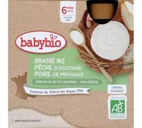 BABYBIO Gourde brassé riz pêche poire 4x85g - Le paquet 4x85g
