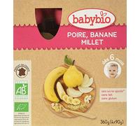 Babybio Mes Fruits Gourde Poire Banane Millet Bio 6 mois 4 x 90 g