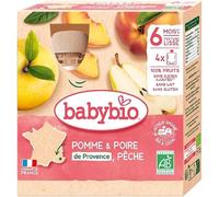 BABYBIO Gourde pomme poire pêche 4x90g