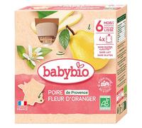 Babybio Gourdes Poire Fleur d'Oranger +6m Bio 4 x 90g
