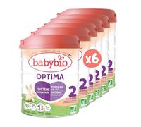 Babybio - Lait Infantile - Optima 2ème Âge avec Fibres - 800g - dès 6 Mois - BIO - Fabriqué en France - Sans Huile de Palme - Lot de 6