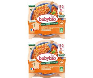 BABYBIO Lasagnes à la bolognaise boeuf et tomate de Nouvelle Aquitaine 2x200 g