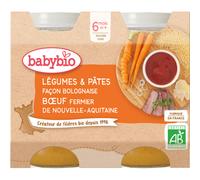 Babybio Légumes Et Pâtes Façon Bolognaise Au Bœuf Fermier De Nouvelle-Aquitaine Bébés 6+ Mois 2x200g