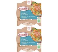 Babybio MÉLI-MÉLO DE LÉGUMES NOS RÉGIONS SAUMON ET RIZ CAMARGUE À L'OSEILLE dès 15 mois 2x260 g
