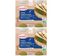 BABYBIO Menu Panais du Centre-Val de Loire, Haricots verts des Hauts-de-France, Riz camargue 2x400 g