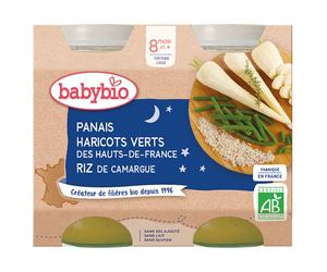 BABYBIO Menu Panais du Centre-Val de Loire, Haricots verts des Hauts-de-France, Riz camargue Aliment 400 g