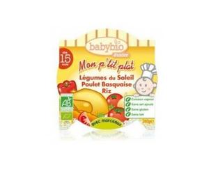 Babybio Mon P'tit Plat Bio Légumes du Soleil Poulet Basquaise Riz dès 15 mois 260g