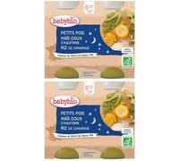 BABYBIO Petit pot Petits pois, Maïs doux d'Aquitaine, Riz de Camargue 2x400 g