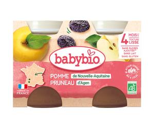 Babybio Petit Pot Pomme Et Pruneau De France Dès 4 Mois Pots 2x130g