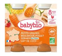 Babybio Petits Légumes Boulghour Poulet Fermier Lait de Coco Bio 2 x 200g