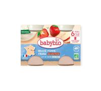 Babybio Brassé Pomme Fraise au lait de vache dès 6 mois – 2 x 130 g