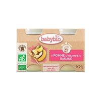 Babybio Petits pots pomme d'Aquitaine, banane, dès 4 mois, bio - Les 2 pots de 130g