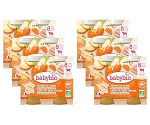 Babybio - Petits Pots Pomme de Terre Carotte Veau Fermier d'Aquitaine du Limousin 2x200g - PACK de 6 - 8 Mois - BIO