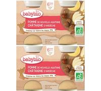 BABYBIO Petits pots Pommes de Nouvelle-Aquitaine et Châtaigne d'Ardèche Purée 2x260 g