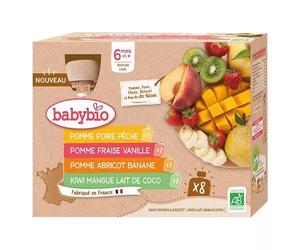 BABYBIO Poches de compote bio multi-fruits pour bébé dès 6 mois 8x90 g