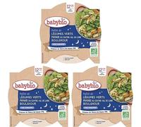 Babybio Poêlée de Légumes Verts, Panais du Val de Loire, Boulghour avec Coriandre Bio - 230 g (Lot de 3)