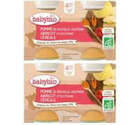 Babybio POMME DE NOUVELLE-AQUITAINE ABRICOT D'OCCITANIE CÉRÉALE dès 4 mois Purée 2x260 g