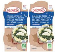 Babybio POMME DE TERRE DU CENTRE-VAL LOIRE EPINARD FROMAGE CHÈVRE FRANÇAIS dès 8 mois 2x400 g
