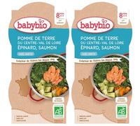 Babybio POMME DE TERRE DU CENTRE-VAL LOIRE EPINARD SAUMON À L'ANETH dès 8 mois Set(S) 2x400 g