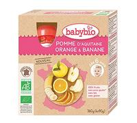 Babybio Pomme Orange Banane 6 Mois et + Bio 4 Gourdes
